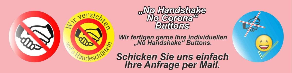 no handshake buttons corona anstecker Anstecker gegen Corona Virus Buttons